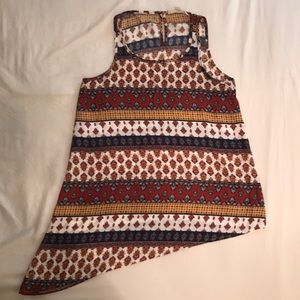 Patterned and asymmetrical tank top